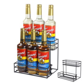 Coffee Syrup Rack (6 Bottle Capacity)，Coffee Syrup Organizer for Coffee Bar Kitchen.Small Wine Rack for Bar Family Storage for Syrup Wine Dressing