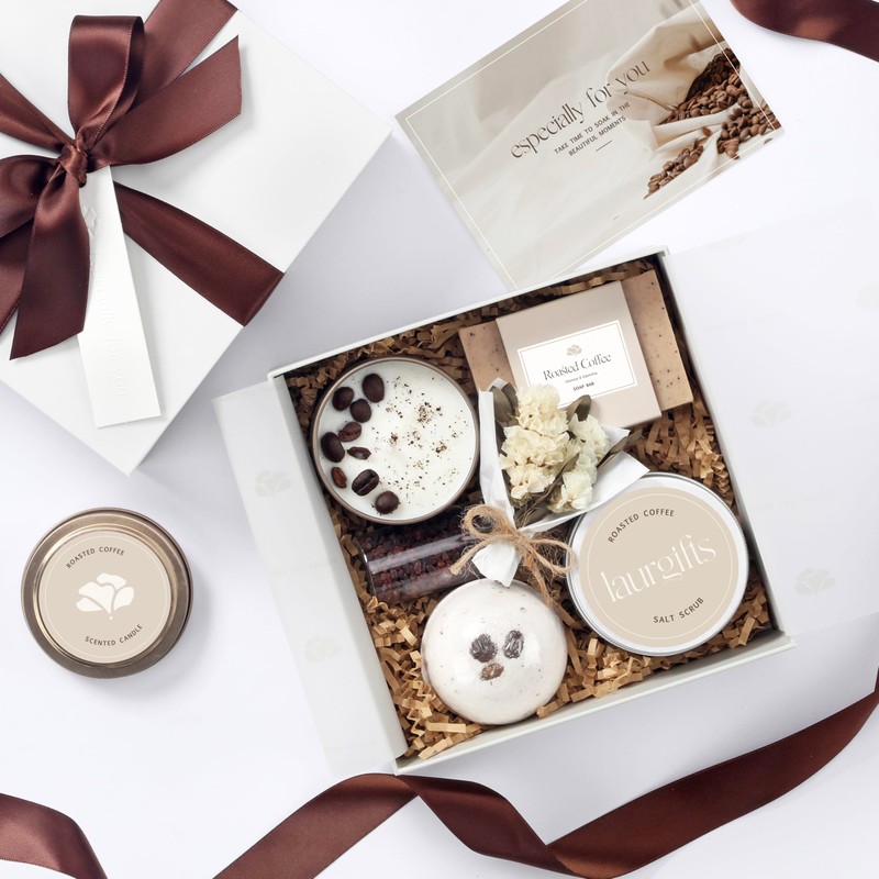 LaurGifts Birthday Gift for Women Coffee Scented Basket Set Box