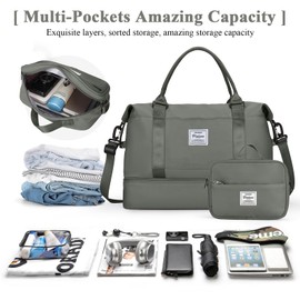 Travel Duffel Bag with Shoes Compartment, Carry on Overnight Weekender Bags for Women, For Spirit Airlines 18x14x8 Personal Item Bag