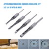 4PCS Woodworking Square Drill Bits Set HSS Wear Resistant 1/4in