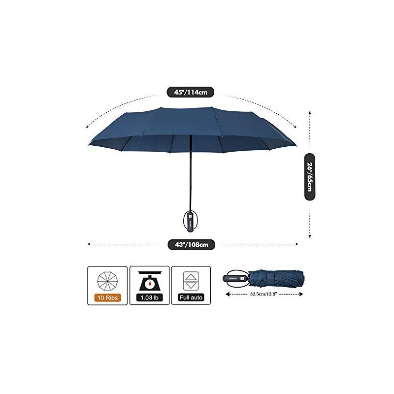 ZOMAKE Compact Umbrella, Auto Open & Close Travel Folding Umbrella,