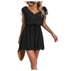 GORGLITTER Women's Swimwear Cover Ups V Neck Drawstring Flowy Sleeveless