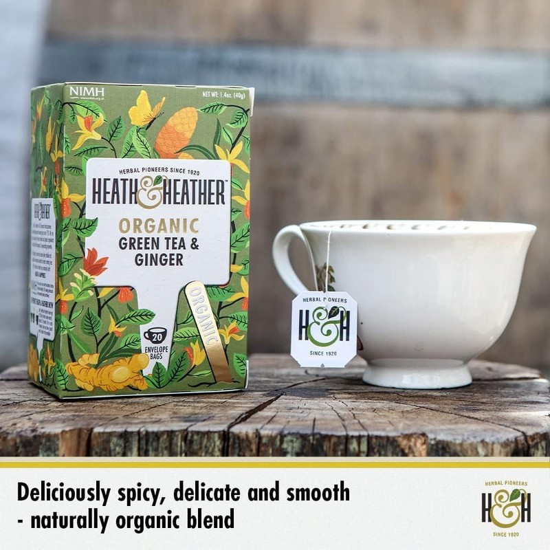 Heath & Heather Organic Green Tea & Ginger Tea Bags