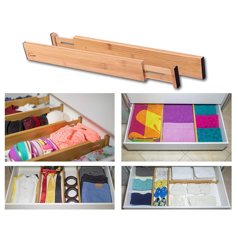 Durawe Company Adjustable Bamboo Drawer Dividers Organizers Expandable (12-16") Kitchen