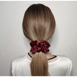 Sufermoe 6 Pcs Satin Silk Hair Scrunchies, 4.5 Inch, Wine Red, Soft Hair Ties, Hair Bands and Ponytail Holders for Women and Girls