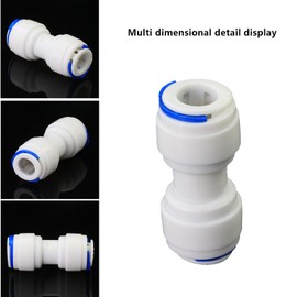 Water purifier adapter, 3/8 "FPT x 3/8" pipe quick connector, 3/8 to 3/8 inch outer diameter quick push plastic pipe connector, suitable for reverse osmosis filtration RODI system 5PCS