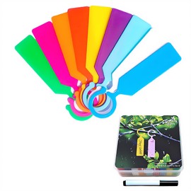 90 PCS Waterproof Plant Labels, 9 Color Reusable Garden Markers with Write-On Pen & Box for Seedlings, Herb Gardening, Indoor Outdoor Plants, Kids Name Tags