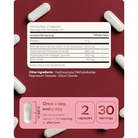 Suplemento NAD Plus de 1400 mg - Suplemento alternativo NMNH apoya el complejo de envejecimiento saludable con ribósido de nicotinamida y Gotu Kola, c