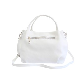 AmbraModa GL023 Women’s Handbag, Handle Bag, Shoulder Bag Made of Genuine Leather - White, size: m