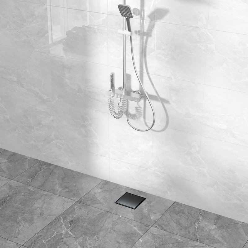 EBYTE Square Shower Drain, 6 Inch Black 304 Stainless Steel