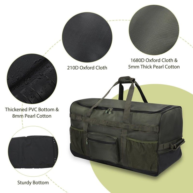 REDCAMP Foldable Duffle Bag with Wheels, 85L 1680D Oxford Large