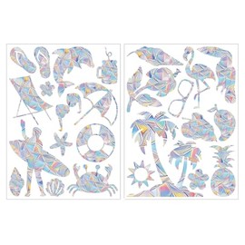 Rainbow Window Clings Sun Catchers - Static Cling Window Decals for Living Room Home Decor, Window Stickers Creates Stained Glass Effect with Sunlight (Summer Style)