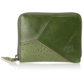 Nadaya No. 80261 Shuhei Nomura Yayoi Bifold Wallet, Half Wallet, Round Zipper, Men's, Women's, Compact, Cowhide, Genuine Leather, Lightweight, Feng Shui Gold, green