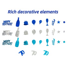 Giftota Happy 70th Birthday Confetti - 100g / 3.53oz Number 70 Table Confetti - Metallic Foil Confetti - Table Scatter Confetti Decorations for Birthday Party DIY Arts and Crafting - Blue and Silver