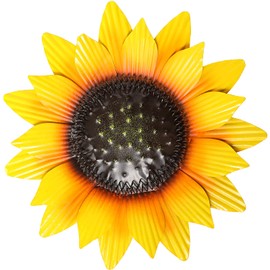 Hotop 12 Inch Large Metal Sunflower Wall Decor Metal Flower Wall Art Yellow Floral Hanging Sculpture Thanksgiving Fall Decoration for Outdoor Home (Belief, Hope, Brilliance),Yellow,Orange,Black