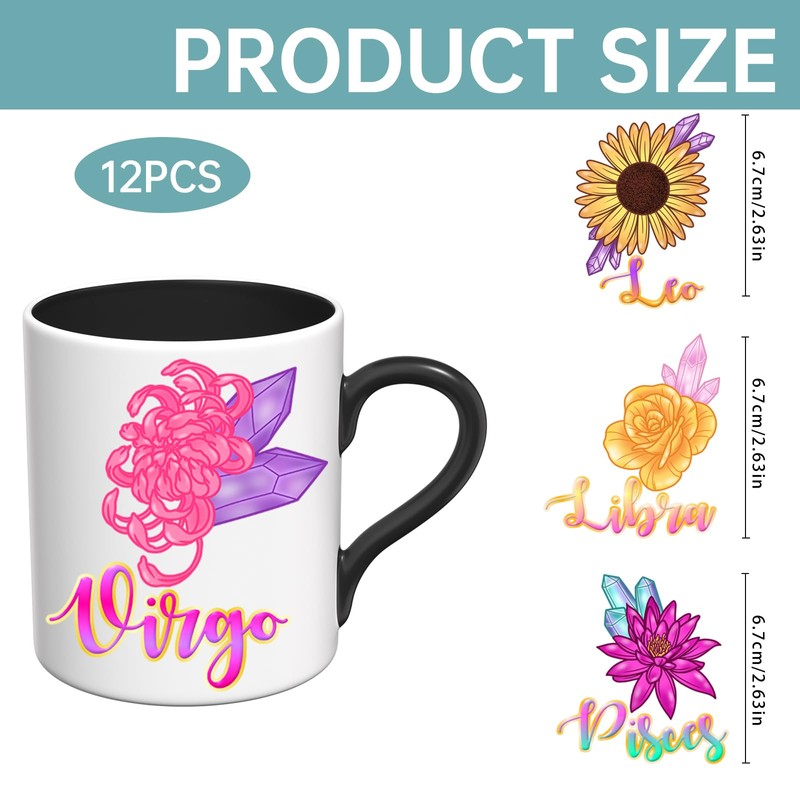 12 PCS Zodiac UV DTF stickers