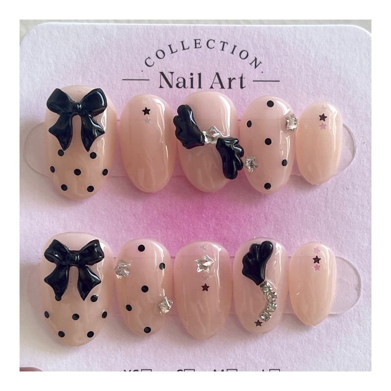 Satin Curie Handmade Nail Tips - Midi Long Oval /