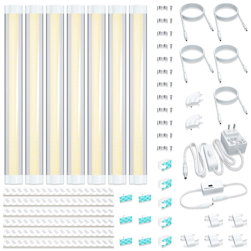 LAMPAOUS LED Dimmable Under Cabinet Lighting Kit, Hand Wave Activated