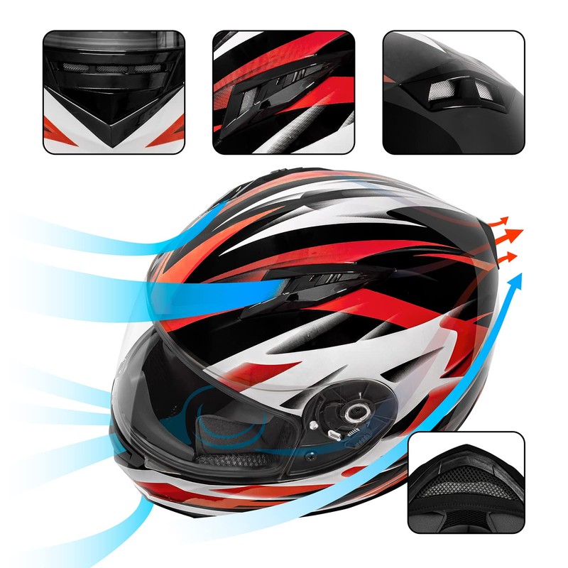 VCAN VX Lightweight Full Face Motorcycle Street Bike Helmet with