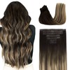 Fimislosion Real Hair Extensions Clip in Human Hair, Seamless Clip