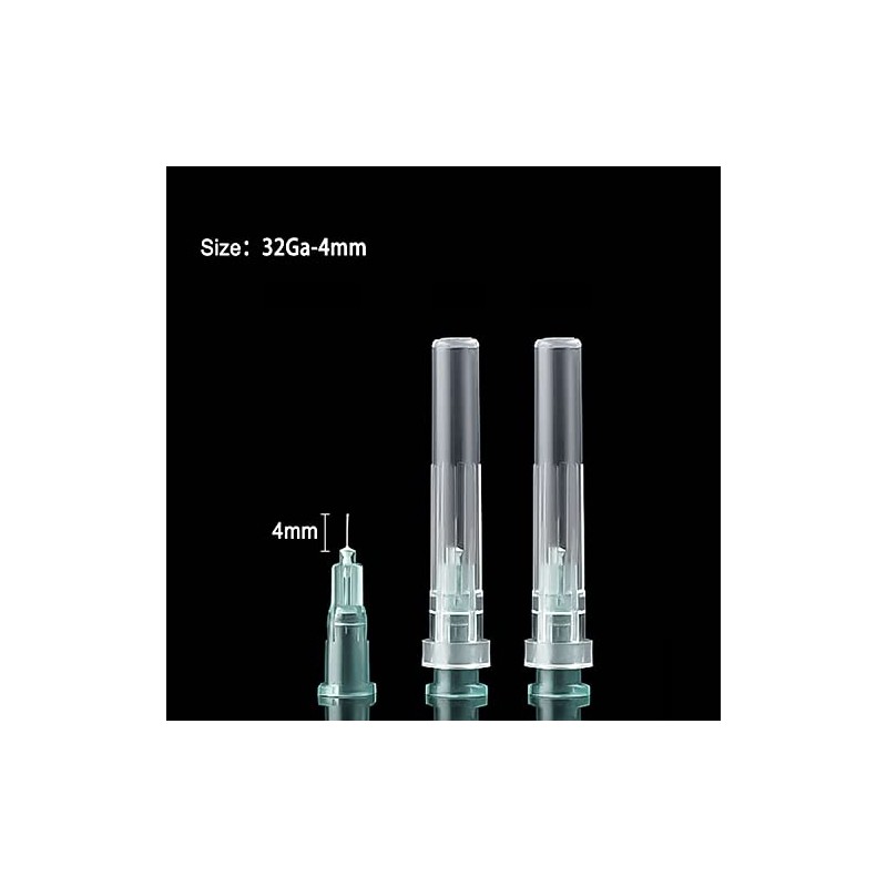Aguja Luer Lock desechable 32Ga 4 mm, paquete de 100