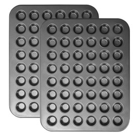 Biubumtu 2-Piece 48 Cup Steel Mini Muffin Pan – Non-Stick Bakeware Mini Cupcake Tin, Dishwasher Safe