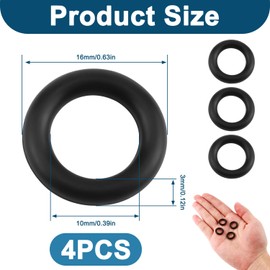 Pack of 4 Dishwasher O-Rings - Rubber Gaskets for Water Inlet Solenoid Valve Compatible with Miele Dimensions 16mm OD 10mm ID 3mm Width MFI754131307