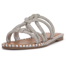 Jessica Simpson Women's Briellea Flat Sandal, Silver Shimmer, 11