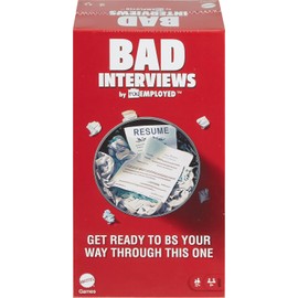 Mattel Games Bad Interviews by Funemployed Party Game, Game Night for 3 or More Players, Hilarious Quick-Thinking Interview Card Game