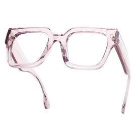 JFXQDR Oversized Blue Light Blocking Glasses for Women Men, Square Thick Frame Eyeglasses Anti Eyestrain & UV Glare RF6211 (Coffee Brown)