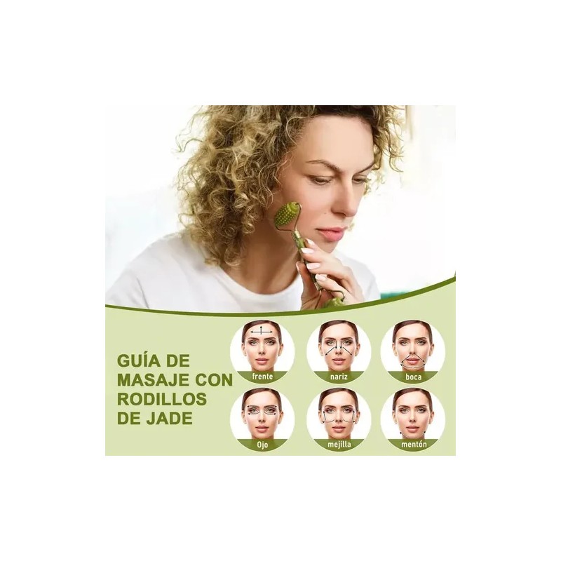 Rodillo Masaje Facial De Jade Gua Sha Rejuvenece Kit