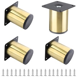 Bivethoi 4pcs Stainless Steel Furniture Legs 3 Inch / 80mm Sofa Legs, Gold Cabinet Feet Replacement Couch Legs, Vanity Desk Legs Metal Dresser Legs for Shelf Futon Coffee Table Nightstand Ottoman