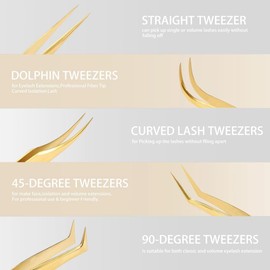 Lyaciomn Essential Lash Extension Tweezers Set - High Precision Tools with 5 Stainless Steel Tweezers