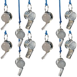 US Toy Metal Kids Whistles - 12 Pieces