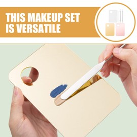 NOLITOY 6pcs Acrylic Makeup Palette and Spatula Stainless Steel Makeup Mixing Palette Cosmetic Palette with Spatula Tool Nail Art Palette Mixer Tray for Foundation Eyeshadow