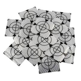 100pcs High Visibility Total Station Target Sheets, Self Adhesive Reflective Prism Sheet, Paste Up Reflector, Surveying Target Mark (3-Concentric Circles & Triangular Shapes, Silver, 30 * 30mm)