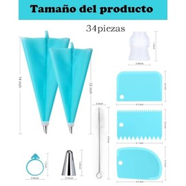 34 Piezas Set De Duyas Pasteleras Y Mangas Pasteleras, Kit Decoración Repostera Con Varios Diseños, Material PP, Ideal Para Pasteles, Cupcakes Y Galletas