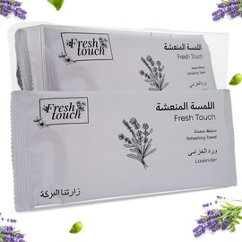 G4GADGET Luxury Disposable Refreshing Towel Wipes 6 Pack - Lavender Scent | 25cm x 25cm Individually Wrapped Wet Towels for Hands & Face | Hot & Cold Use | Ideal for Travel, Restaurants, Hotels