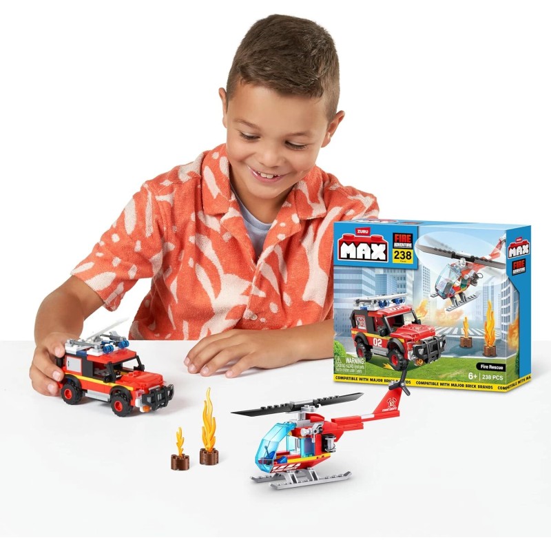 MAX Adventure Fire Rescue Playset – 238+ Bricks, Fire Station