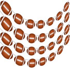 Football Party Banners Football Party Decorations 4PCS Pre-Strung Football Party Paper Cutout Banners Bowl Game Fans Decor for Sport Theme Birthday Baby Shower Home Classroom Favor Supplies