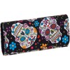 Pretty Sugar Skulls & Flower Tri Fold Clutch Wallet (Black/Multi)