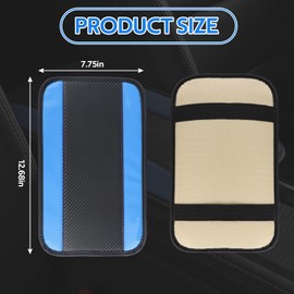 Hbxdeco Car Center Console Cover, 12.6"×7.5" Leather Car Armrest Cover, Waterproof Car Arm Rest Protector, Comfortable Auto Armrest Pad, Universal Middle Console Cover for Most Vehicles (Blue)