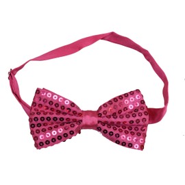 Fuchsia Hot Pink Classic SATIN SEQUIN Dickie Bow Tie Fancy Dress Party Pretied Wrap Around Clip On