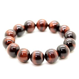 Shikui b463 Red Tiger Eye Bracelet, 0.6 inch (16 mm), Natural Stone, Power Stone, Men's, Money Luck, Work, Gambling Luck, tiger's eye