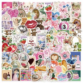 Y2K Color Aesthetics Stickers for Party Favors,100 PCS Cute Style Scrawl Stickers for Water Bottle Laptop Phone Luggage Guitar Bicycle,Waterproof Vinyl Stickers for Teens Girls Children
