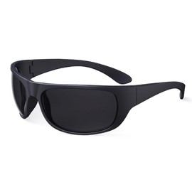 Bloomoak Super Dark Lens Black Polarized Sunglasses | Wrap Around Sport Sunglasses Unisex | UV400 | CAT 4 | For Photophobia(Sensitive Eyes) (Super Black(Appearance, material upgrade)