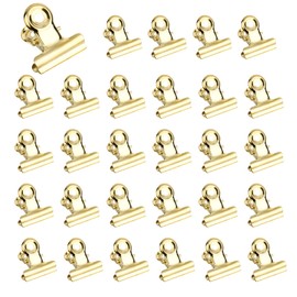 Small Bulldog Paper Clips, Pack of 60 Clips, Gold, 22 mm, Small Clips, Binder Clips, Golden Clips, Multi-function Clip for Photos, Office, Kitchen, Office Accessories