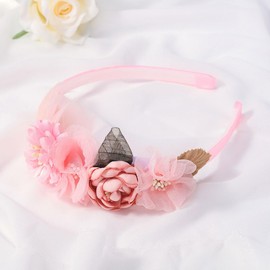 Woeoe Floral Princess Headband Flower Feather Hair Band Baby Birthday Party Hair loop Hair Accessories for Girls (Pink-A, one size)