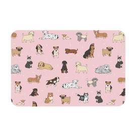 Jbofyee Cute Dogs Animals Pink Bath Mat Rugs 15.7x23.6 in, Diatomaceous Earth Bathroom Rug Rubber Non-Slip Absorbent Bathroom Mat for Bathroom Kitchen Floor, Tub and Shower Sink
