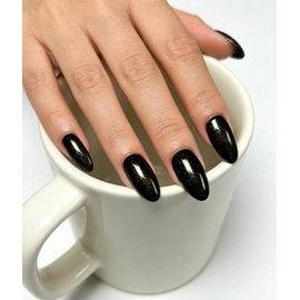 Black Gold Glitter Nail Polish, Quick Dry Shimmer Nail Lacquer Non Gel Oil-based Nail Art Manicure Home DIY for Holiday Gift Giving 12ml